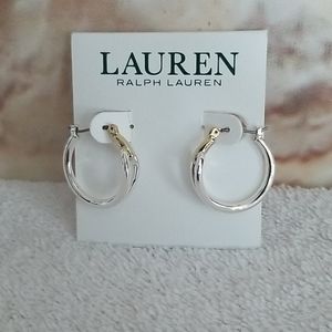 New Ralph Lauren Two Tone Hoop Earrings